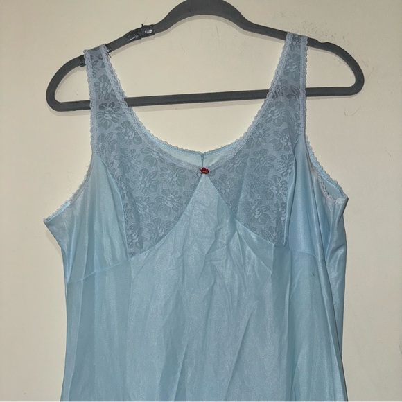 Women’s Vintage Baby Blue Vintage Slip Lace Rose Details Lingerie Dress No Size - Picture 4 of 16